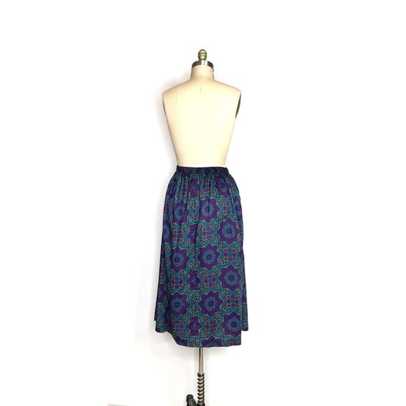 Vintage 90s {Jantzen} A-Line Midi Skirt Purple/Blue Paisley XL - Picture 6 of 12
